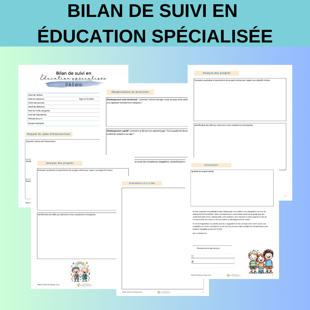 Bilan De Suivi En éducation Spécialisée 0 5 Ans Les Trésors En